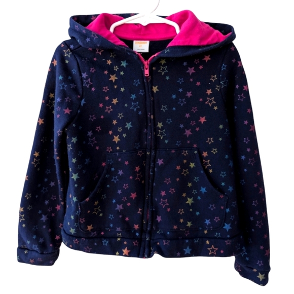 Gymboree Girls Navy Blue Hoodie With Rainbow Stars Pattern Cotton Size 5T - Picture 3 of 6